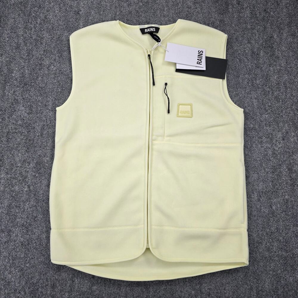 RAINS Vest Unisex Small Yellow Breathable Insulated Water Repellent Fleece